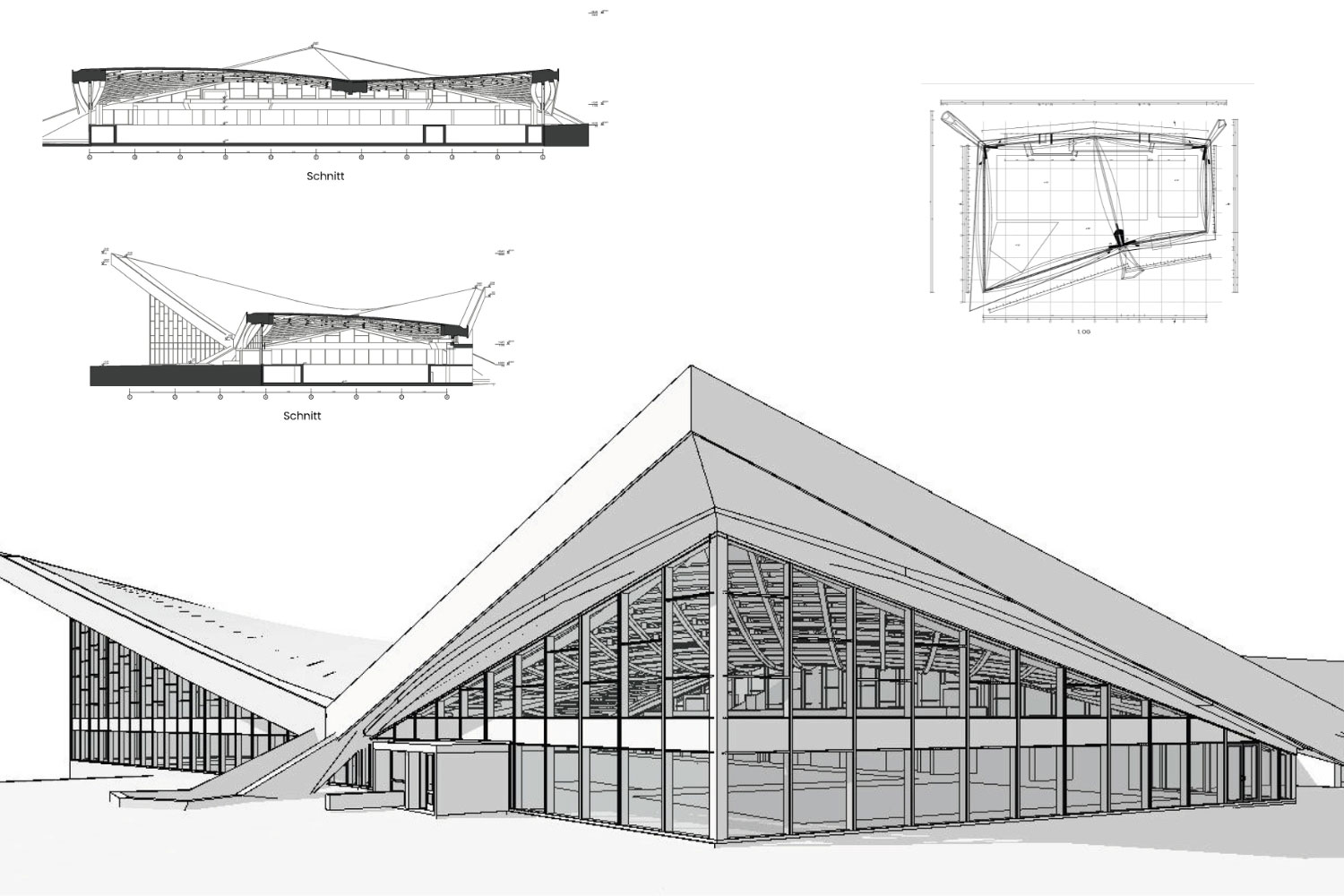 IFC-BIM-Bestandsmodell als Single Source of Truth mit abgeleiteten Schnitten, Grundriss und 3D-Ansicht für die Planung.