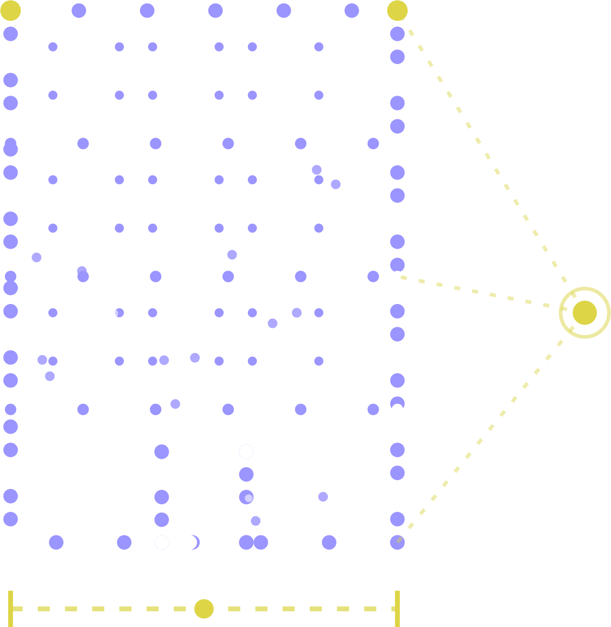 hero-punktwolke-v3 Schematische Punktwolke eines Gebäudes aus dem Laserscan mit Scan-Standpunkt und Maßlinie